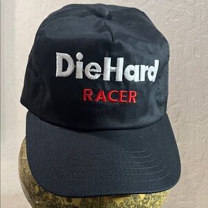 Like New American Mills Die Hard Racer 100% Cotton Black, red & white Ball Cap!